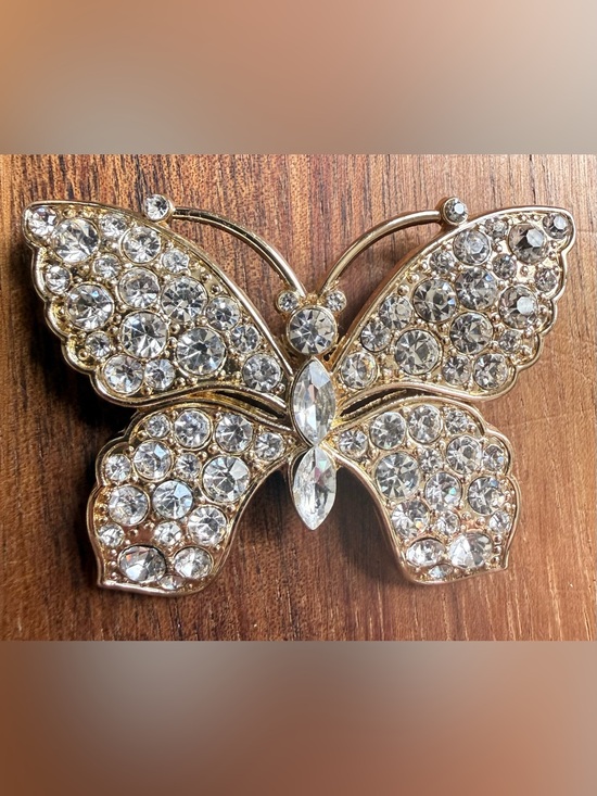 Monet Jewelry - Monet Gold-Tone Butterfly Brooch with Clear Rhinestone Pin